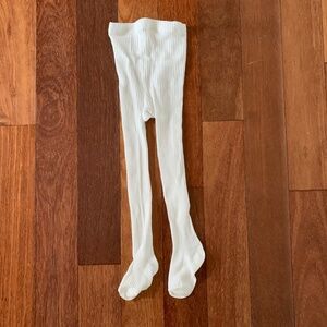 NWT Girls White Ribbed Tights 2T to 4T